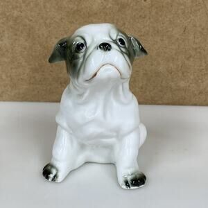 Sold! $13.60 Vintage Bulldog Puppy Figurine Bone China Dog Shelf Sitter - AS IS